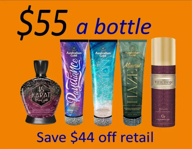 Save up to $44 off australian gold - only $55 per bottle of lotion.